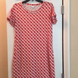 Diane Von Furstenberg Coral and White Dress